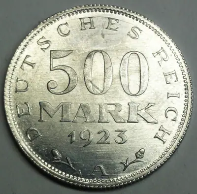 Deutschland - Weimar - Inflationszeit 500 Mark 1923 A Aluminium st/unc m Münzt.