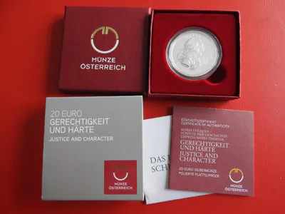 * Österreich 20 Euro 2017 Silber PP * Gerechtigkeit u. Härte (Ki.23)