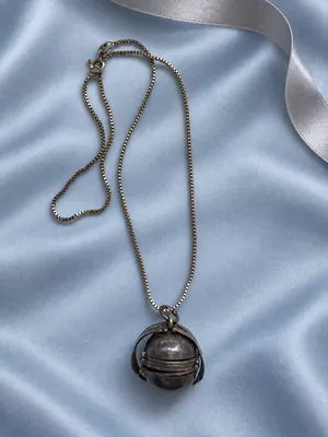 Kugel Fotomedaillon Sterling Silber 6 Bildfelder aufklappbar mit 835 Silberkette