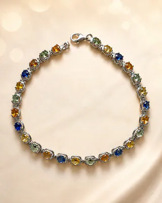 Harry Ivens Armband mit multicolor Saphiren - 925er Silber mitZertifikat u.Etui