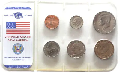 USA - Amerika - DAS GELD DER WELT - 6 Münzen - KMS + Münzdokument - MDM Zert.