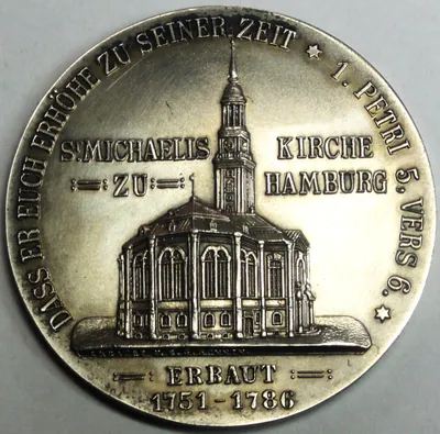 Medaille Brand der Michaeliskirche Hamburg 1906 Silber-925 vz-st mit Kapsel