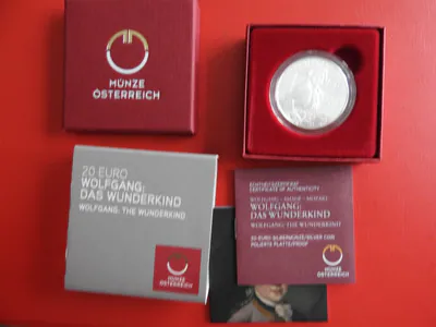 * Österreich 20 Euro 2015 Silber PP * Wolfgang: Das Wunderkind - Mozart (Ki.23)