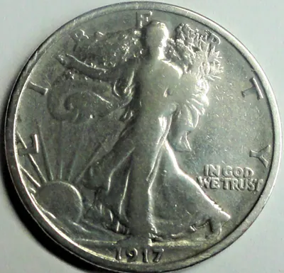 USA 1/2 (Half) Dollar 1917 Silber-900 Walking Liberty ss-vz/vf-xf + Kapsel