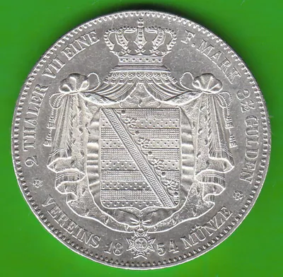 Münze Taler Silber Sachsen Doppeltaler 1854 gutes vz hübsch nswleipzig
