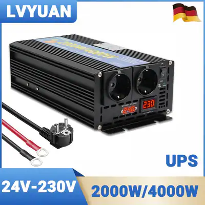 2000W 4000W Wechselrichter 24V auf 230V UPS Stecke Reiner Sinus Spannungswandler