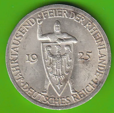 Münze Silber 3 Reichsmark 1925 A Rheinlandfeier in vz-st sehr hübsch nswleipzig