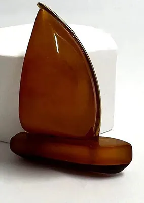 Art Déco Butterscotch Bernstein Brosche Segelboot Gablonz Amber brooch