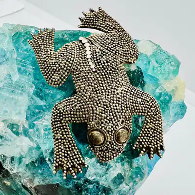 Vintage Frosch Brosche aus 925 Sterling Silber Exquisites Schmuckstück