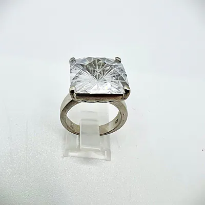 Vintage 925 Silber Ring mit Bergkristall – Eleganter Quadratischer Ring Größe 8