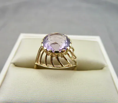 Ring 333/- Gelb Gold mit Amethyst 1960er Jahre