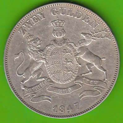 Münze Silber Württemberg Doppelgulden 1847 hübsch nswleipzig