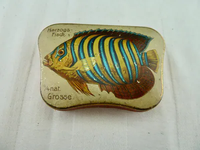 Alte Automaten-Blechdose Hartwig & Vogel Dresden Fisch Automatendose