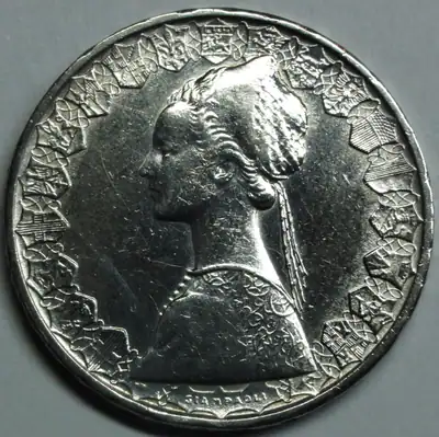 Italien 500 Lire 1958 Silber - Mädchen/Columbus Flotte vz-st / xf-unc. + Kapsel