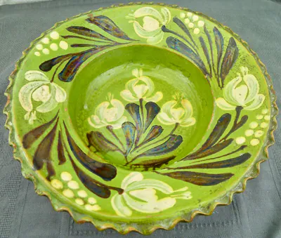 Teller Keramik ca. um 1850 Bauernkeramik Hafnerware
