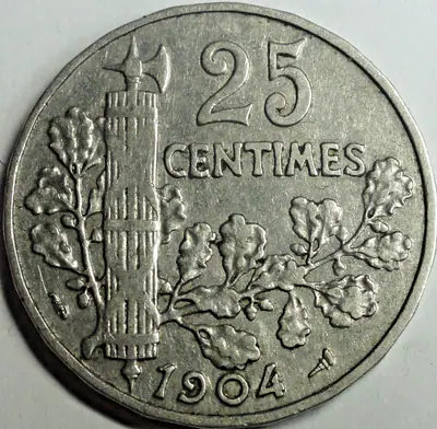Frankreich 25 Centime, 1904 Marianne A.PATEY vz+/xf+ -SELTEN - + Münztasche