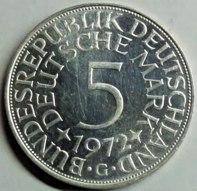 5,- DM - 1972 G SILBER Heiermann /Silberadler st /unc mit Kapsel