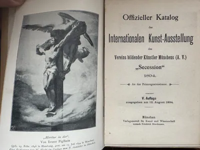 Münchner Secession 1894 Offizieller Katalog incl. original Eintrittskarte