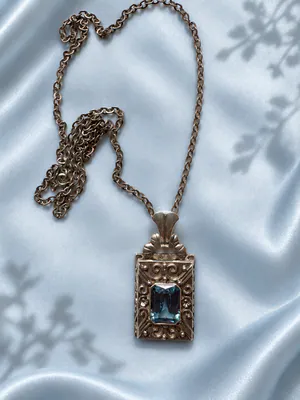 Art Deco Anhänger 900er Silber um 1900 mit einem blauen Spinell - Größe 5,5 cm