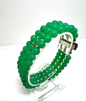 Vintage Chrysopras Armband 3-reihig chrysoprase bracelet 3 rows