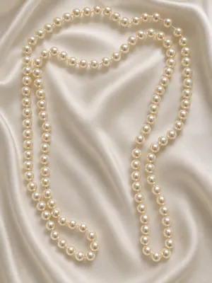 Endlos-Perlenkette - Perlen 6 mm Cremeweiß - Länge Strang 88 cm