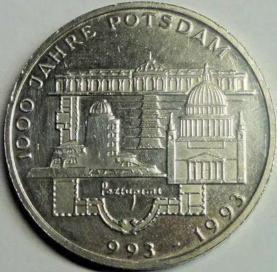 Deutschland 10,-. DM 1993 F Silber - 1000 Jahre Potsdam - st/ unc. mit Kapsel