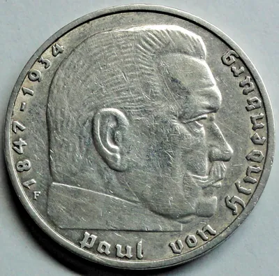3. Reich 2,- Reichsmark 1939 F Silber Paul .v. Hindenburg vz+/ xf+ und Kapsel