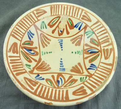 Teller Keramik ca. um 1850 Bauernkeramik Hafnerware