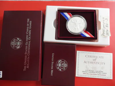 *USA 1 Dollar 1996 Silber BU * Olympia Atlanta 1996* Rollstuhlsportler (Ki.23)