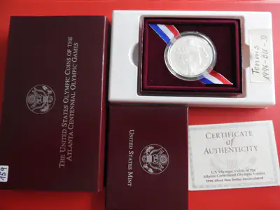 *USA 1 Dollar 1996 Silber BU * Olympia Atlanta 1996* Tennis (Ki.23)