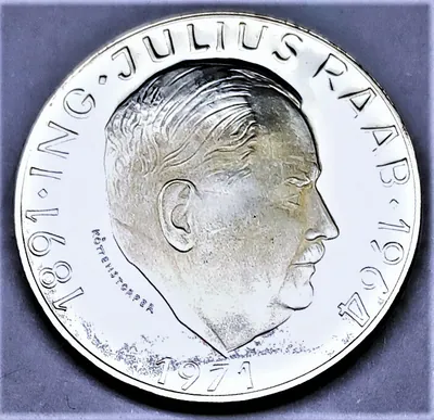 Österreich 50 Schilling SILBER Münze 1971: ING JULIUS RAAB st/unz mit Kapsel