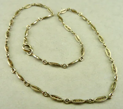 antike Filigran-Kette 835/-Silber vergoldet