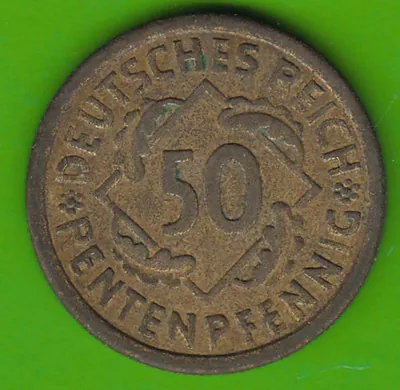 Münze Weimarer Republik 50 Rentenpfennig 1924 A sehr schön nswleipzig