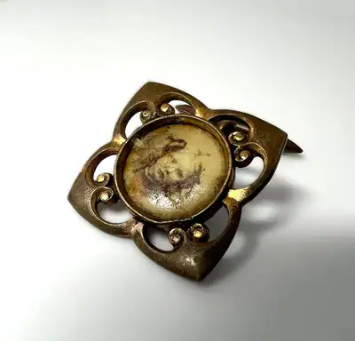Victorian Portrait Cufflink antik Original Mädchen Foto Chain Toggle ca. 1880