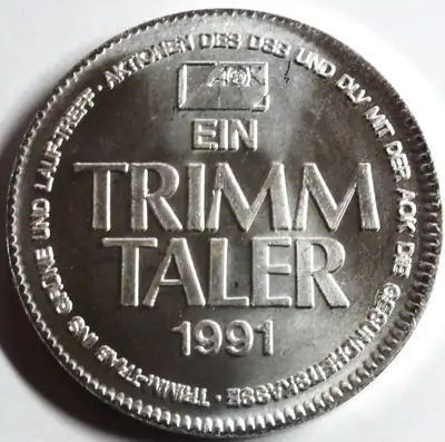 Medaille 1 Trimm-Taler 1991 DSB, DLV und AOK st/unc +Münztasche