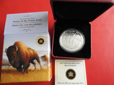 * Selten ! Kanada 100 Dollars 2013 Silber PP/Proof * Bisons (Ki.12)
