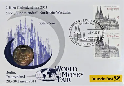 Numisbrief 2 Euro 2011 A Nordrhein -Westfalen Bundesländer OVP st/Bu /1A-Zustand