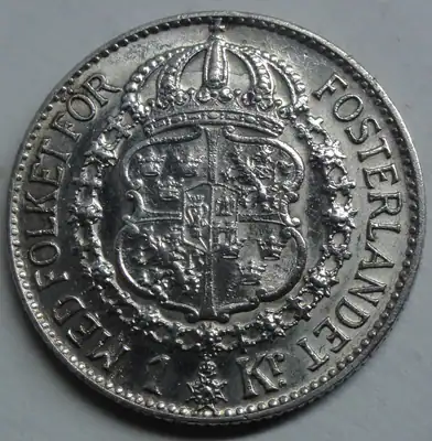 Sverige / Schweden 1 Krone 1936 Silber - König Gustav V.- vz /xf + Kapsel