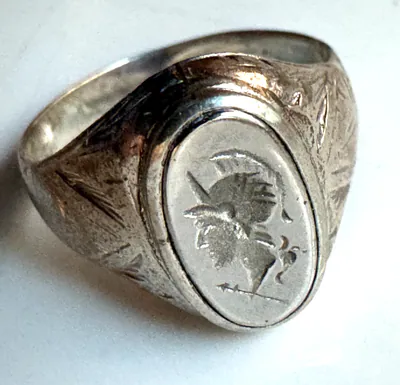 Ring 925er Silber Abbildung einen griechischen Kriegers - Vintage - Größe 52