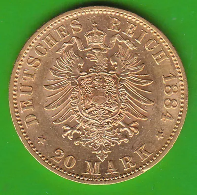 Münze GOLD Preußen 20 Mark 1884 knappes vz hübsch nswleipzig
