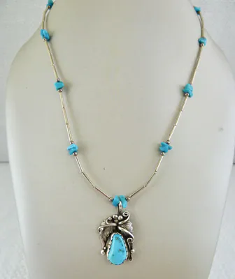 Collier Silber Türkis Indianerschmuck signiert
