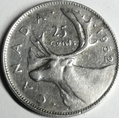 Canada / Kanada 25 Cents 1952 Silber -Elch / König Georg VI. -vz+/ xf+ mit Kap.