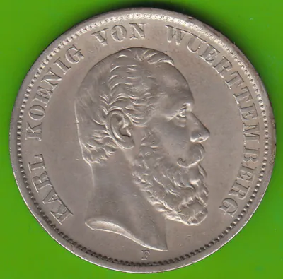 Münze Silber Württemberg 5 Mark 1875 besser als sehr schön nswleipzig