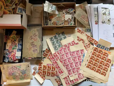 Briefmarken Konvolut Deutschland Saar Bogenteile Deutsche Post Dubletten Fundgru