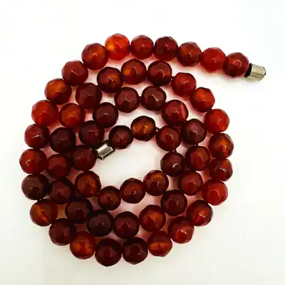 Vintage Facettierte Karneol-Kette Edelstein Perlen Carnelian necklace