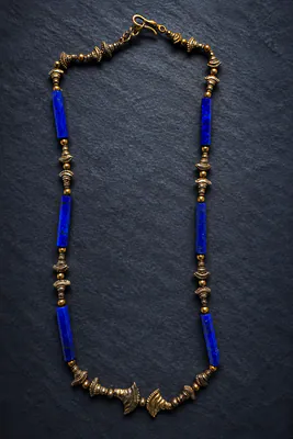 Halskette aus Lapislazuli Zylindern mit Zwischengliedern- Länge ca. 50 cm