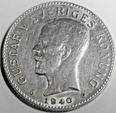 Sverige / Schweden 2 Kronen 1940 Silber König Gustav V.- vz-st /xf-unc + Kapsel