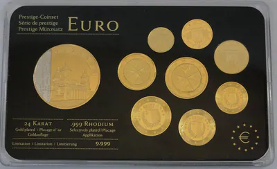 MALTA - 2008 - LIMITIERTER EURO SATZ - Prestige Coinset - 24 KARAT vergoldet -