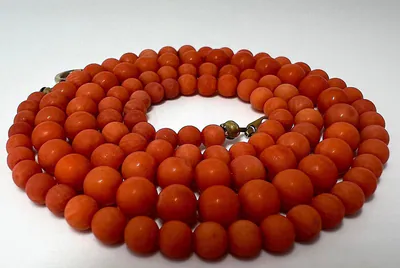 Antike Art-Deco Korallenkette Naturkorallen Kette Mediterrane Edelkoralle 60 cm