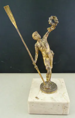 antike Figur Ruder-Club Metall um 1900